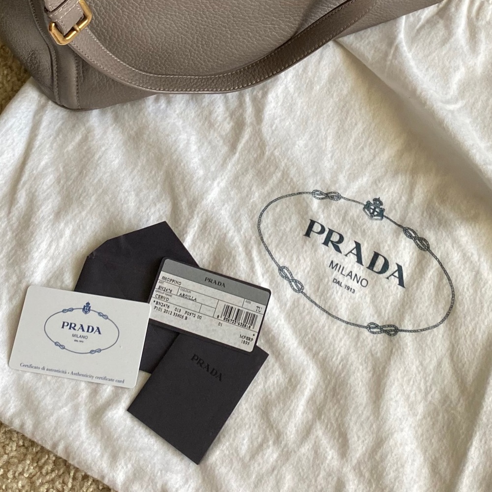 Prada Gray Large Tote Shopper Crossbody Bag Purse - Picture 13 of 16